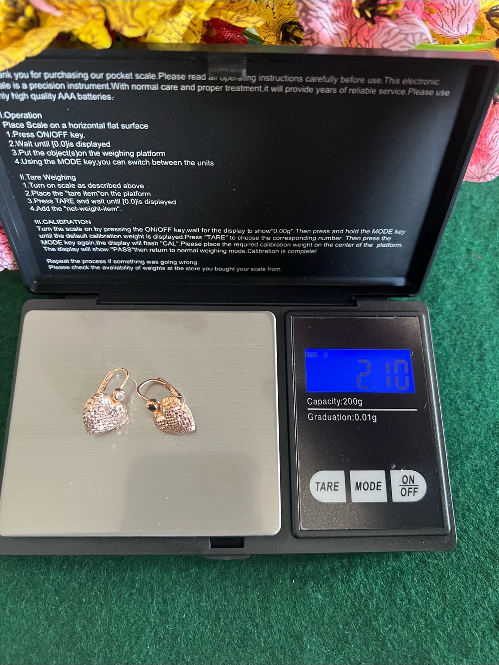 14k Solid Rose Gold Textured Heart Earrings - Picture 13 of 13